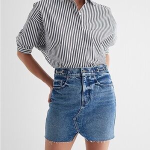 Express Denim Mini Skirt with Gold Accents